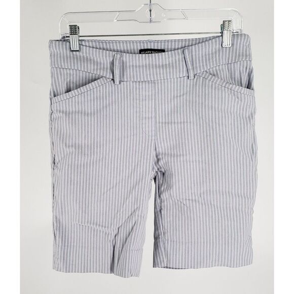 Hilary Radley Pants - Hilary Radley Women's Mid-Rise Bermuda Shorts White & Navy Stripe Size M‎